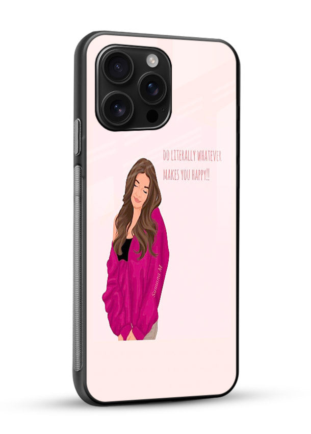 Maroon Sweater Girl portrait artwork glossy vibrant premium glass back cover - Angle Side