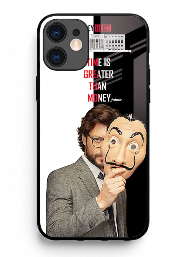 Masked character artwork printed on glossy tempered glass iPhone 11 back cover