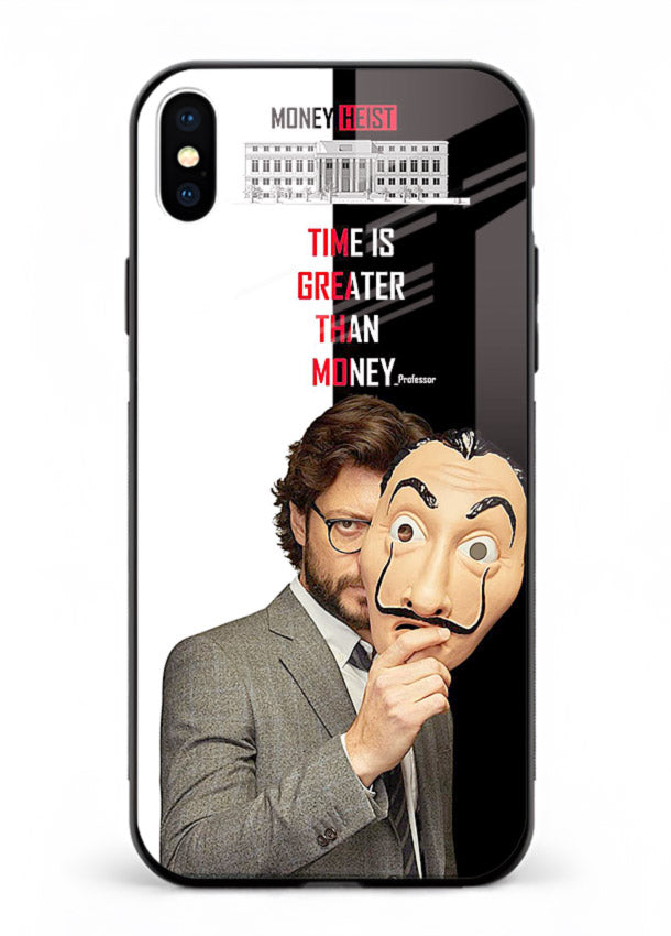Masked character artwork printed on glossy tempered glass iPhone XS Max back cover