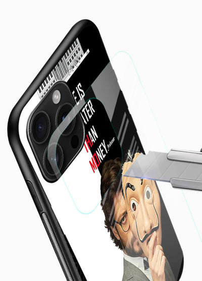 Masked character artwork printed on glossy tempered glass mobile cover - 4