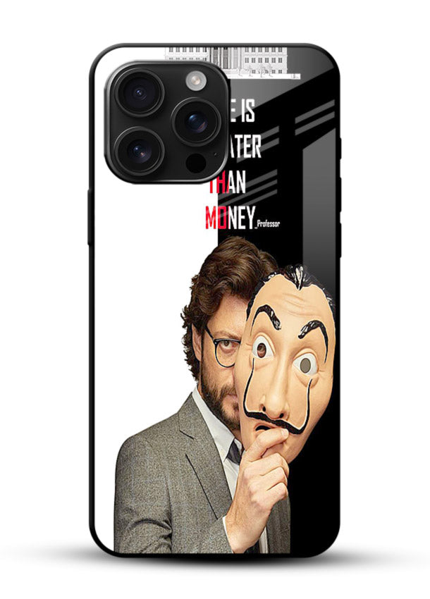 Masked character artwork printed on glossy tempered glass mobile cover - 1