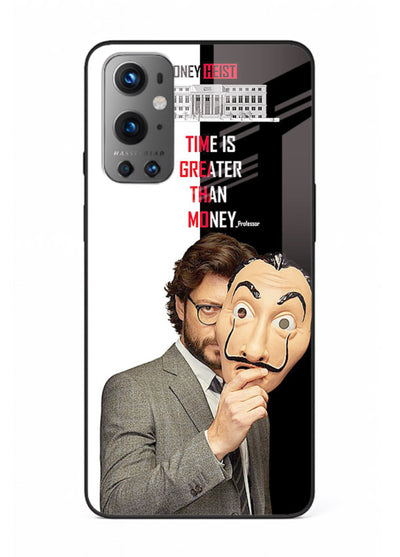 Masked character artwork printed on glossy tempered glass OnePlus 9 back cover