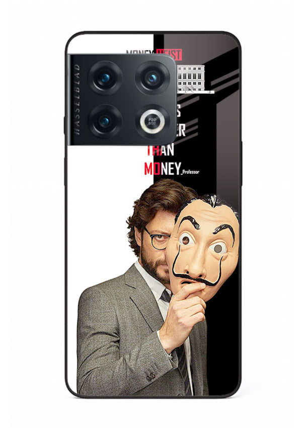 Masked character artwork printed on glossy tempered glass OnePlus 10 Pro back cover