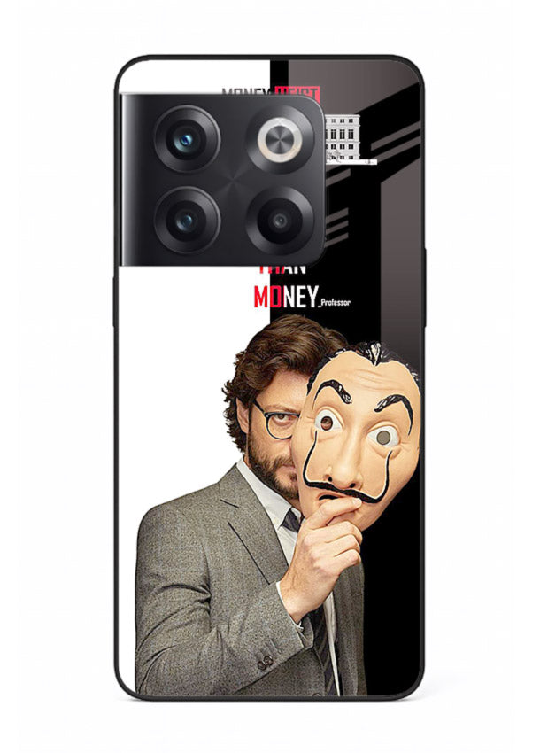 Masked character artwork printed on glossy tempered glass OnePlus 10T back cover