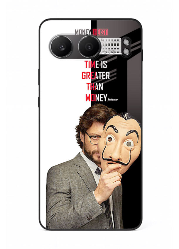 Masked character artwork printed on glossy tempered glass OnePlus Nord 4 back cover
