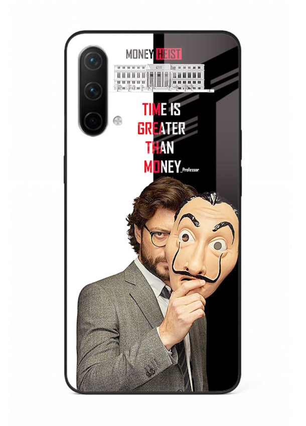 Masked character artwork printed on glossy tempered glass OnePlus Nord CE 5G back cover