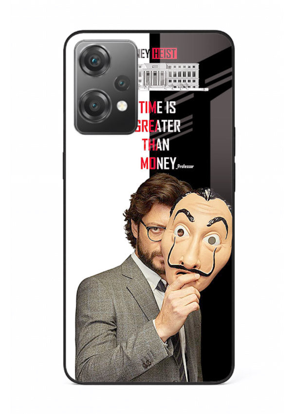 Masked character artwork printed on glossy tempered glass OnePlus Nord CE2 Lite 5G back cover