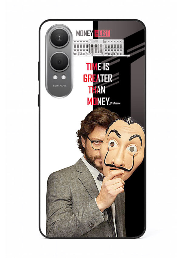 Masked character artwork printed on glossy tempered glass OnePlus Nord CE4 Lite back cover