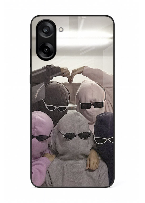 Masked trio artwork printed on premium tempered glass OnePlus Nord CE5 back cover