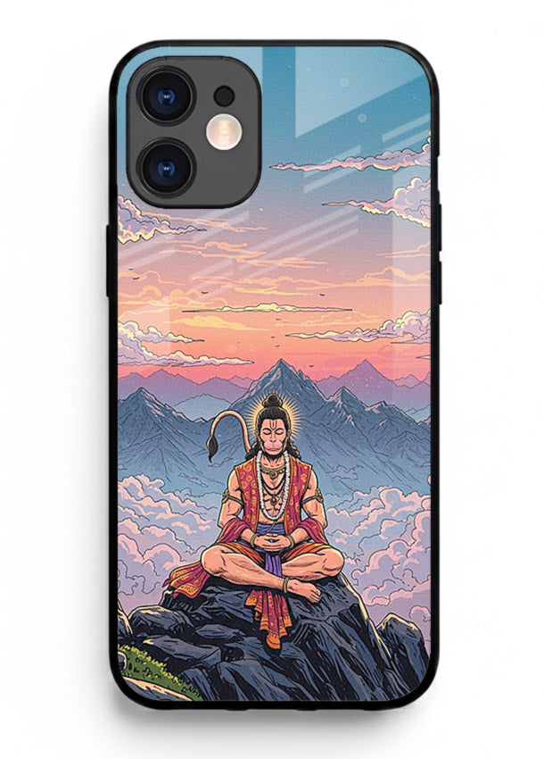 Meditation mountain peace artwork iphone 11 glass back calm spiritual cover