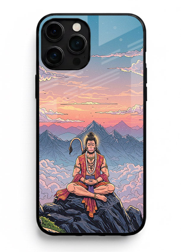 Meditation mountain peace artwork iphone 14 pro max glass back calm spiritual cover
