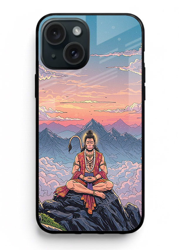 Meditation mountain peace artwork iphone 13 glass back calm spiritual cover