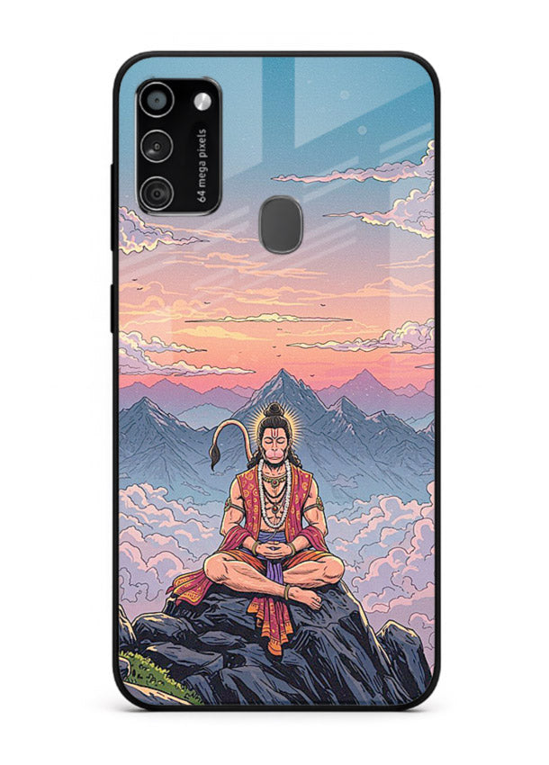 Meditation mountain peace artwork Samsung M21 glass back calm spiritual cover