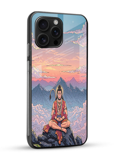Meditation mountain peace artwork glossy vibrant premium glass back calm spiritual cover - Angle Side