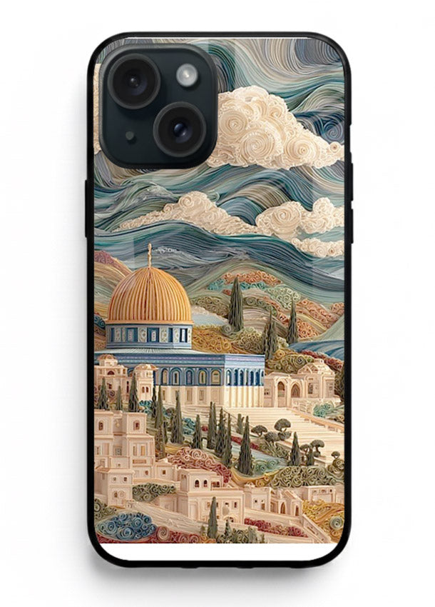 Mediterranean Dream Coast scenic coastline artwork iphone 15 plus glass back cover
