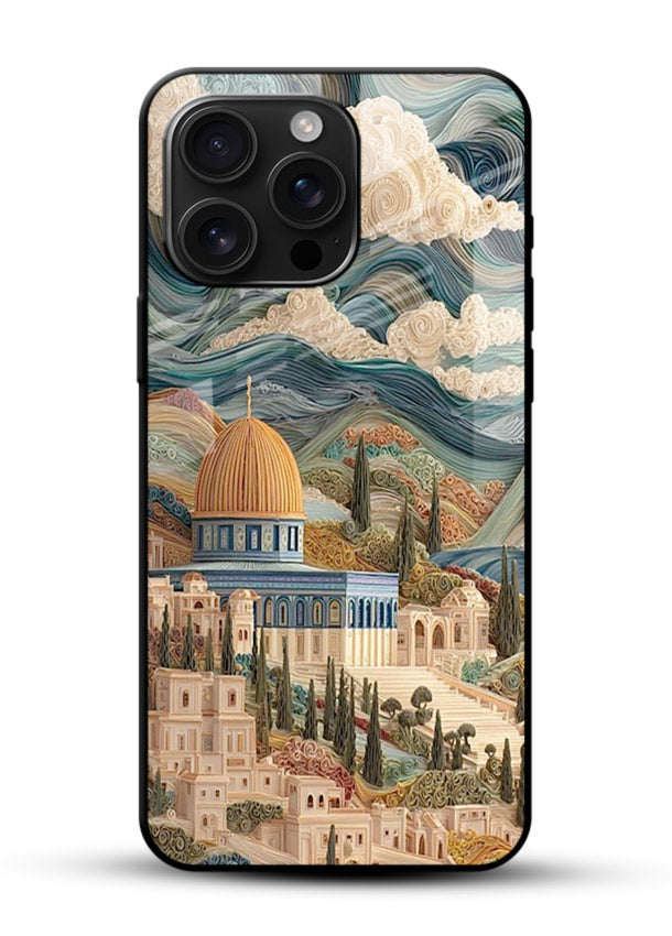 Mediterranean Dream Coast scenic coastline artwork glossy vibrant premium glass back cover - Angle Front