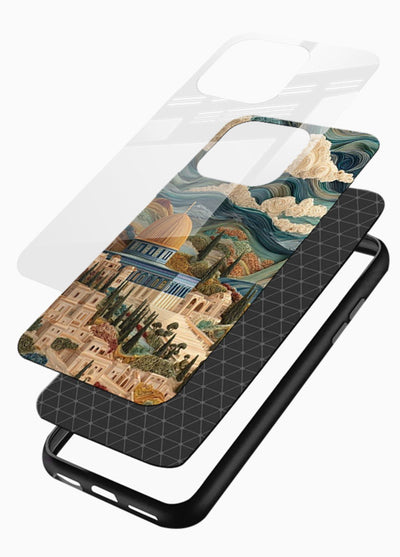 Mediterranean Dream Coast scenic coastline artwork glossy vibrant premium glass back cover - Angle Layers