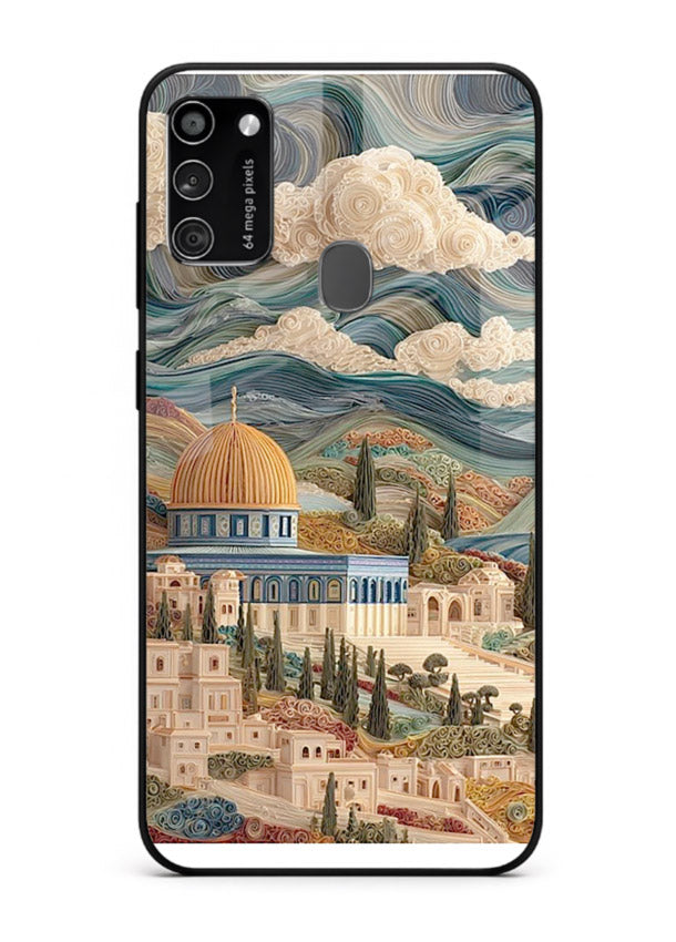 Mediterranean Dream Coast scenic coastline artwork Samsung M21 glass back cover