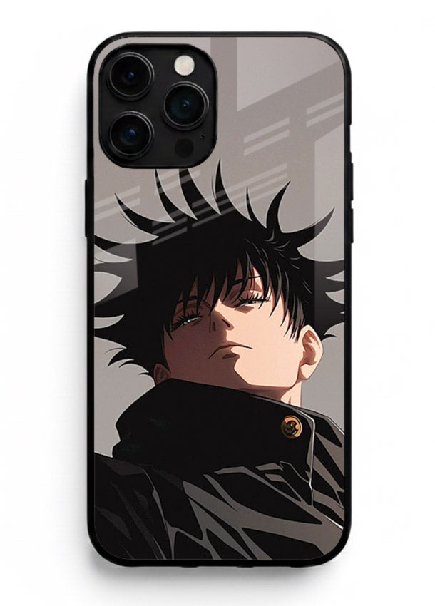 megumi jjk portrait dark anime art iphone 16 pro max glass cover stylish shadow character case