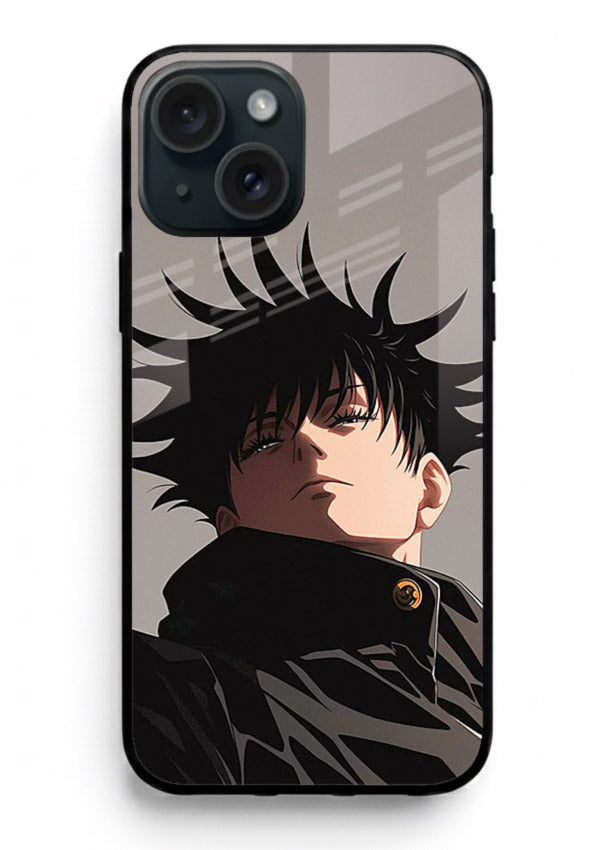 megumi jjk portrait dark anime art iphone 13 mini glass cover stylish shadow character case