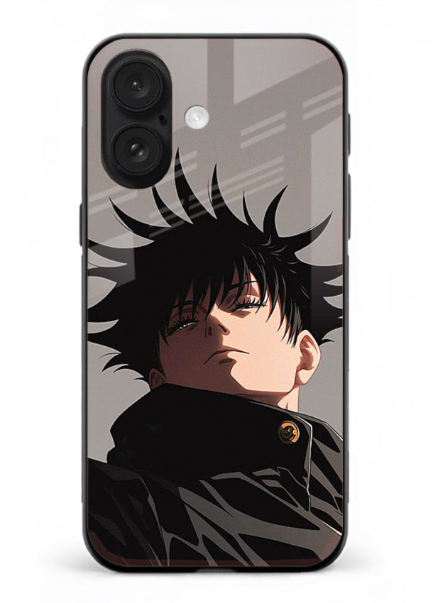 megumi jjk portrait dark anime art iphone 18 glass cover stylish shadow character case