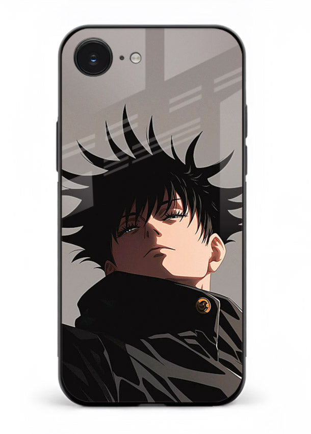 megumi jjk portrait dark anime art iphone 16e glass cover stylish shadow character case