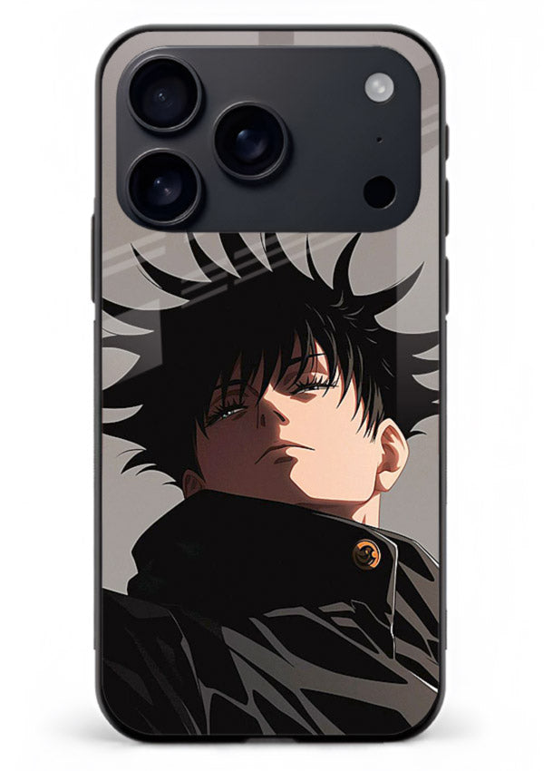 megumi jjk portrait dark anime art iphone 18 pro max glass cover stylish shadow character case