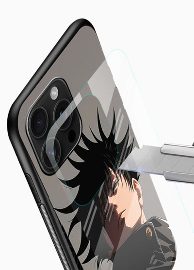 megumi jjk portrait dark anime art glossy vibrant premium glass cover stylish shadow character case - Angle Blade