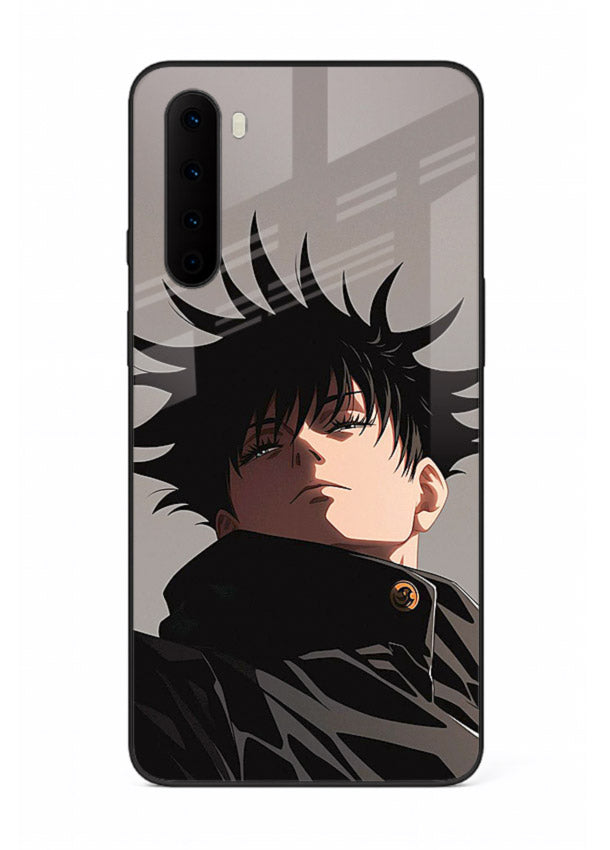 megumi jjk portrait dark anime art OnePlus Nord glass cover stylish shadow character case