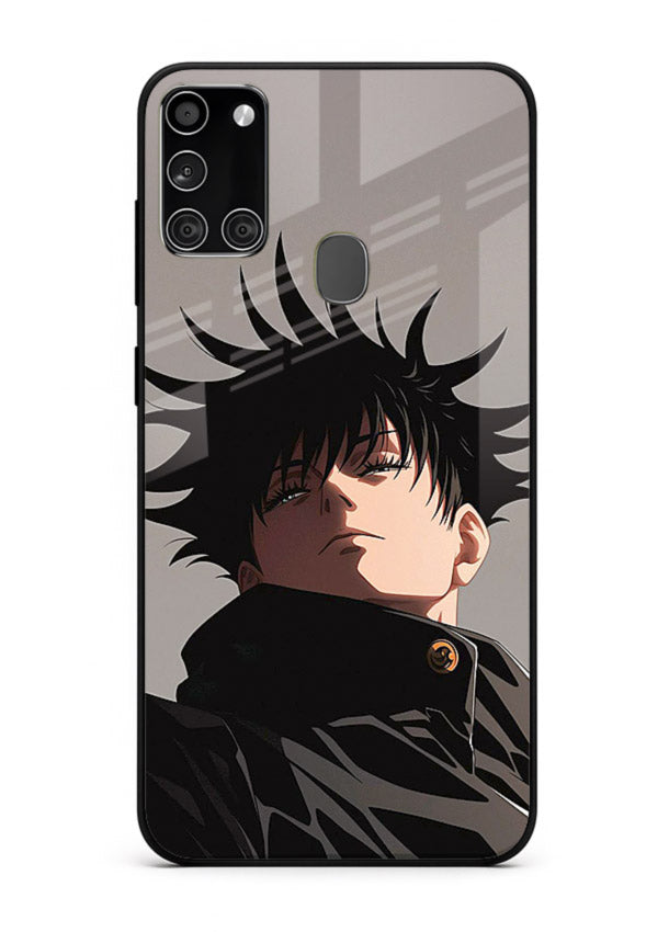 megumi jjk portrait dark anime art Samsung A21s glass cover stylish shadow character case