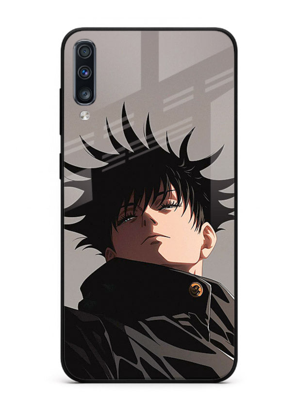 megumi jjk portrait dark anime art Samsung A70 glass cover stylish shadow character case