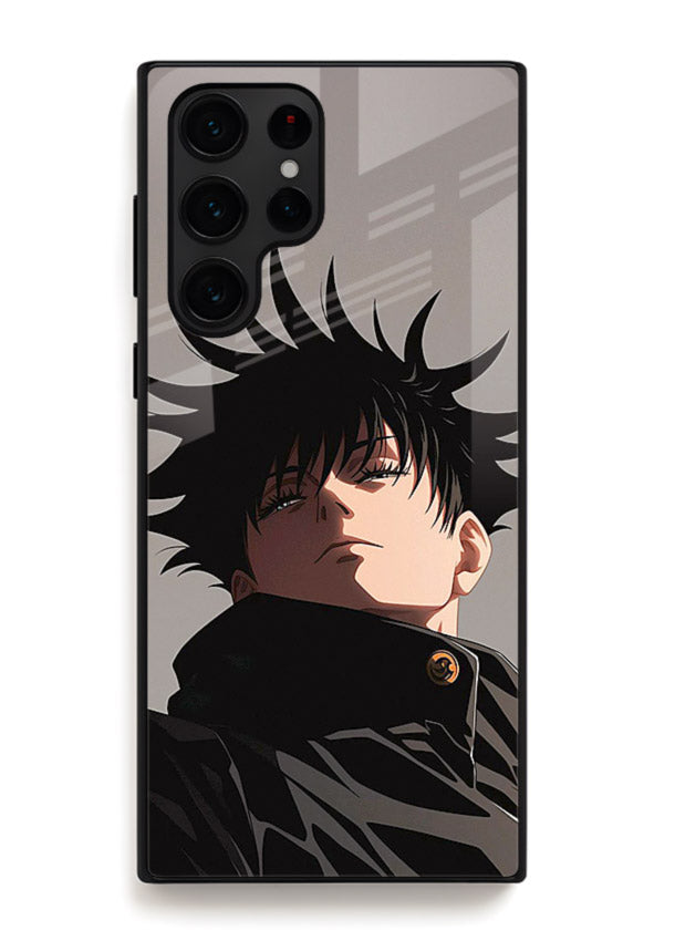 megumi jjk portrait dark anime art Samsung S23 Ultra glass cover stylish shadow character case