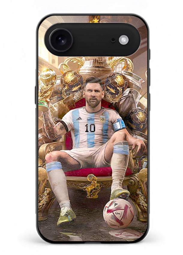 Messi throne artwork printed on tempered glass iPhone 18 Air back cover