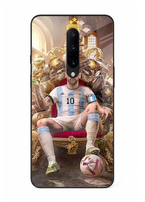 Messi throne artwork printed on tempered glass OnePlus 7 Pro back cover