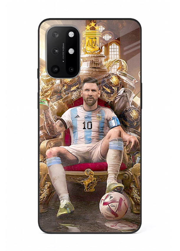 Messi throne artwork printed on tempered glass OnePlus 8T back cover