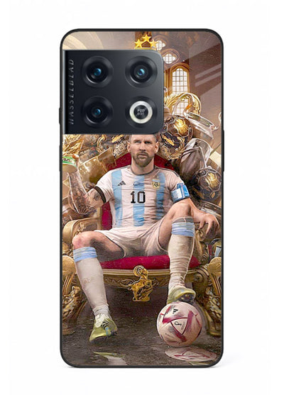 Messi throne artwork printed on tempered glass OnePlus 10 Pro back cover