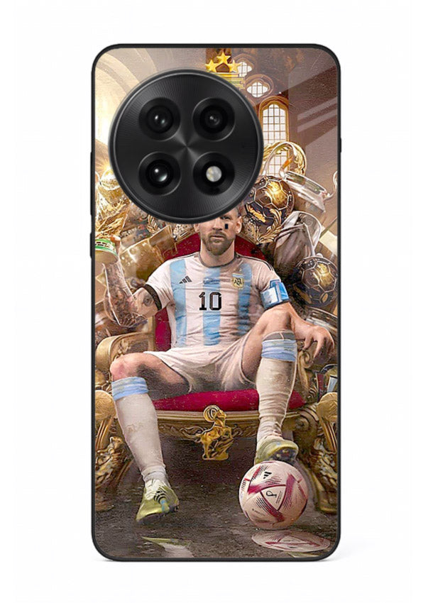 Messi throne artwork printed on tempered glass OnePlus 13R back cover