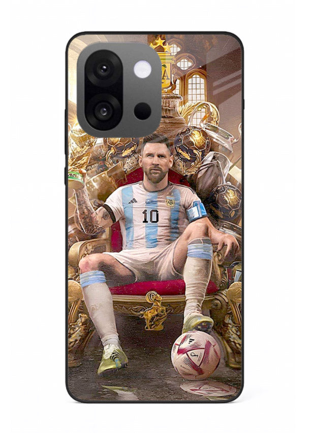 Messi throne artwork printed on tempered glass OnePlus 13s back cover