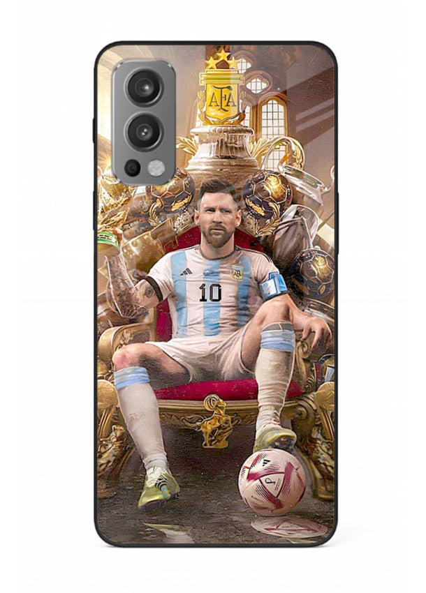 Messi throne artwork printed on tempered glass OnePlus Nord 2 back cover