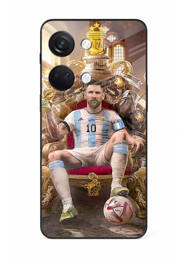 Messi throne artwork printed on tempered glass OnePlus Nord 3 back cover