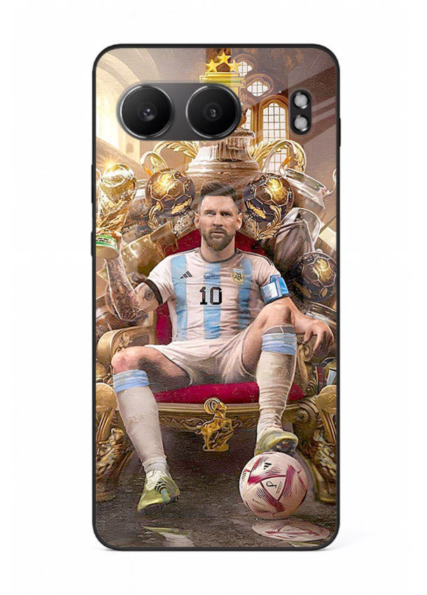 Messi throne artwork printed on tempered glass OnePlus Nord 4 back cover