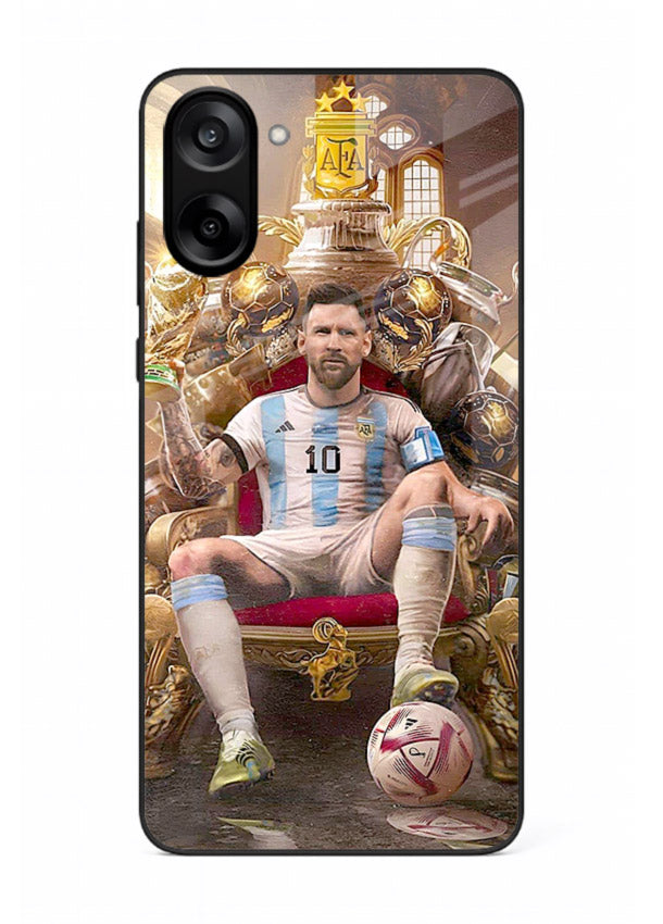 Messi throne artwork printed on tempered glass OnePlus Nord CE5 back cover