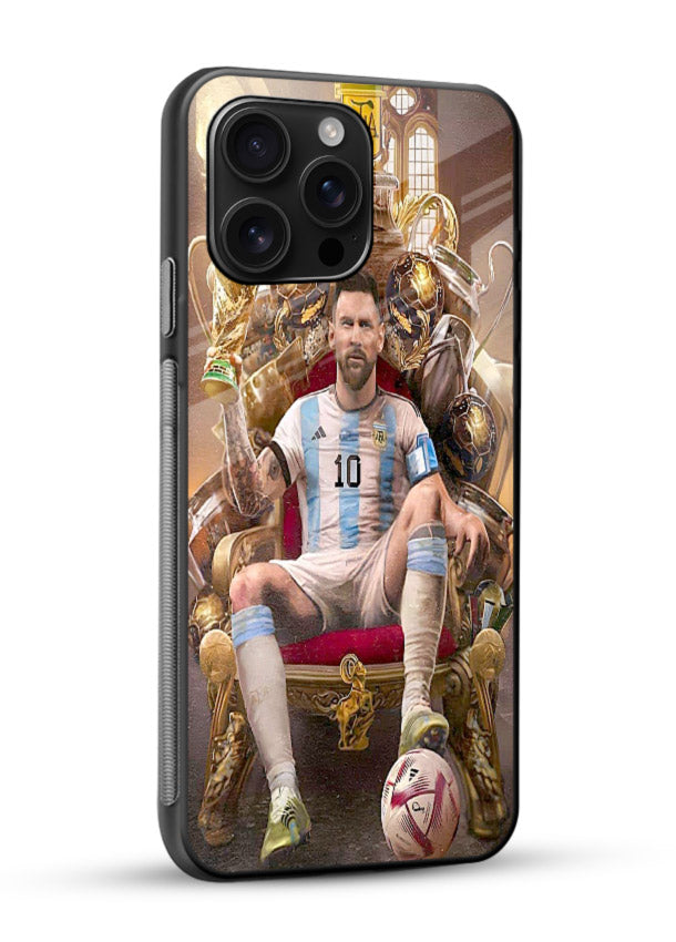 Messi throne artwork printed on tempered glass mobile back cover - 2