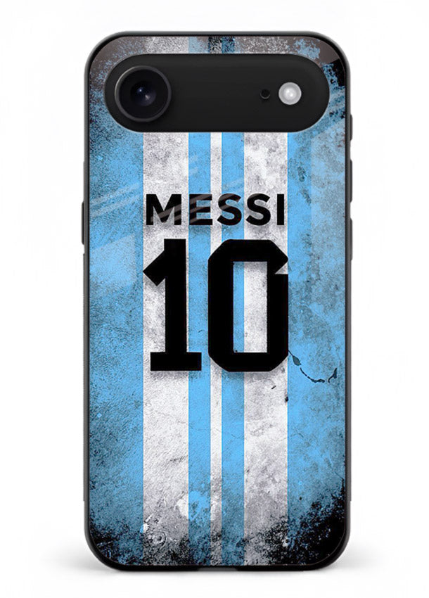 Messi number ten jersey artwork printed on premium tempered glass iPhone 17 Air back cover