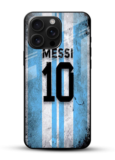 Messi number ten jersey artwork printed on premium tempered glass mobile back cover - 1