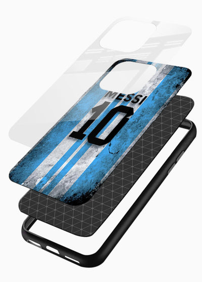 Messi number ten jersey artwork printed on premium tempered glass mobile back cover - 3
