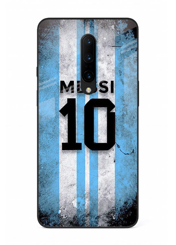 Messi number ten jersey artwork printed on premium tempered glass OnePlus 8 back cover