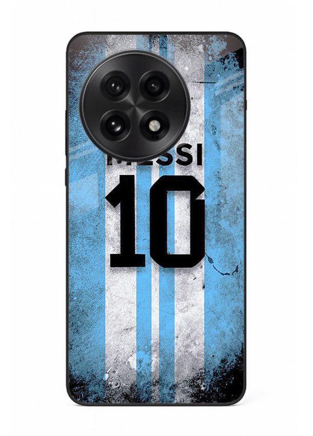 Messi number ten jersey artwork printed on premium tempered glass OnePlus 13R back cover