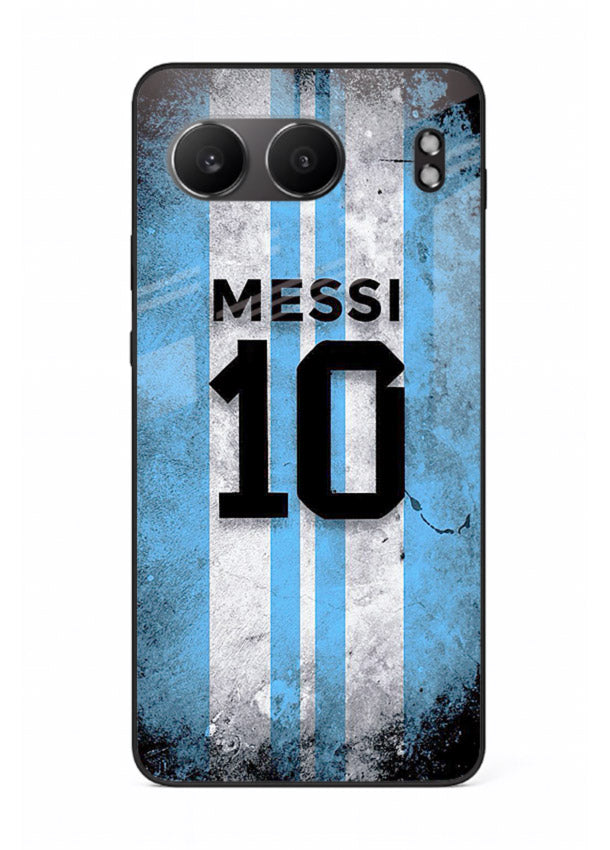 Messi number ten jersey artwork printed on premium tempered glass OnePlus Nord 4 back cover