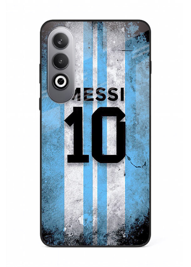 Messi number ten jersey artwork printed on premium tempered glass OnePlus Nord CE4 back cover